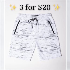 White streaky fleece shorts